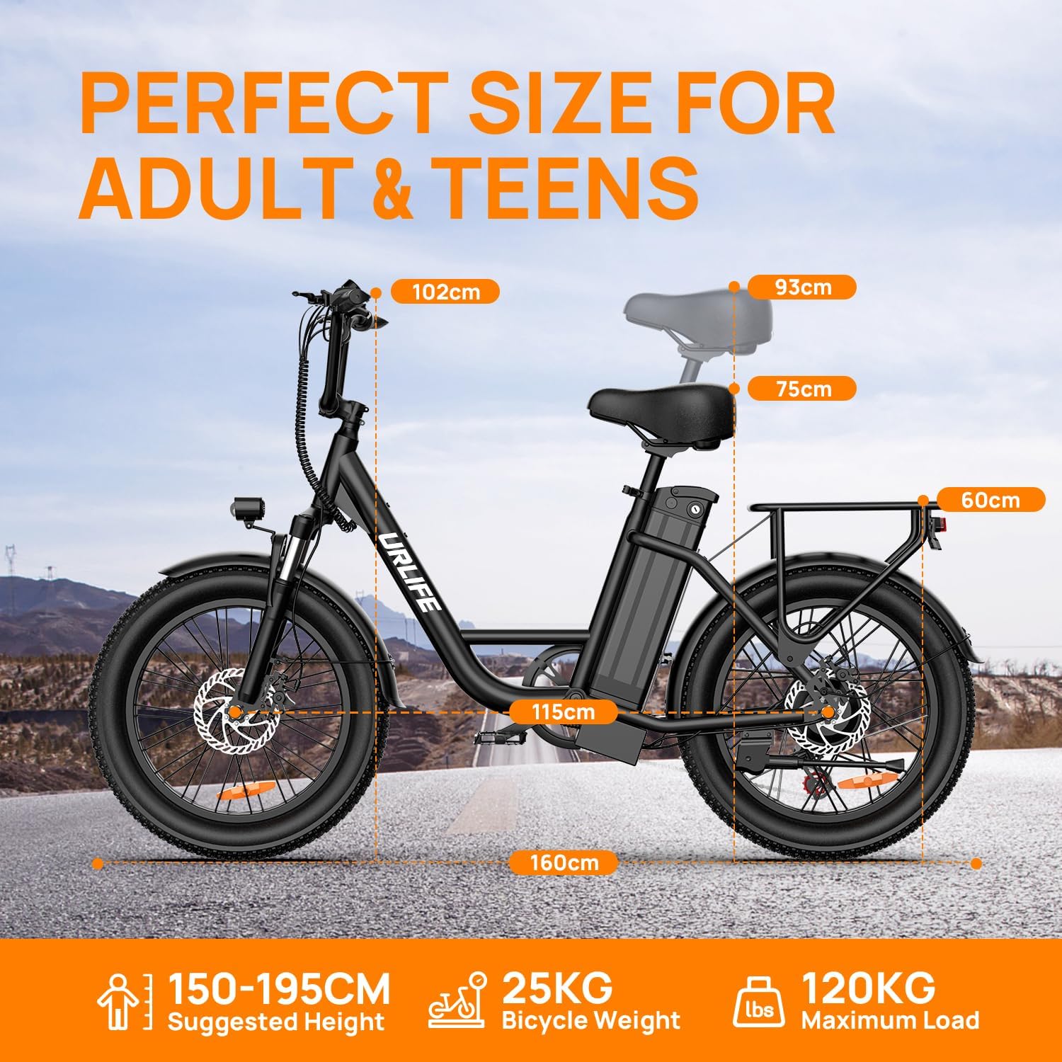 URLIFE Electric Bike for Adults, 20" x 3.0 Fat Tire Electric Bicycle with Colorful Display, 250W Motor Ebike, 48V 13Ah Removable Battery, 100 KM Max, All-Terrain E-Bike for Adults and Teens